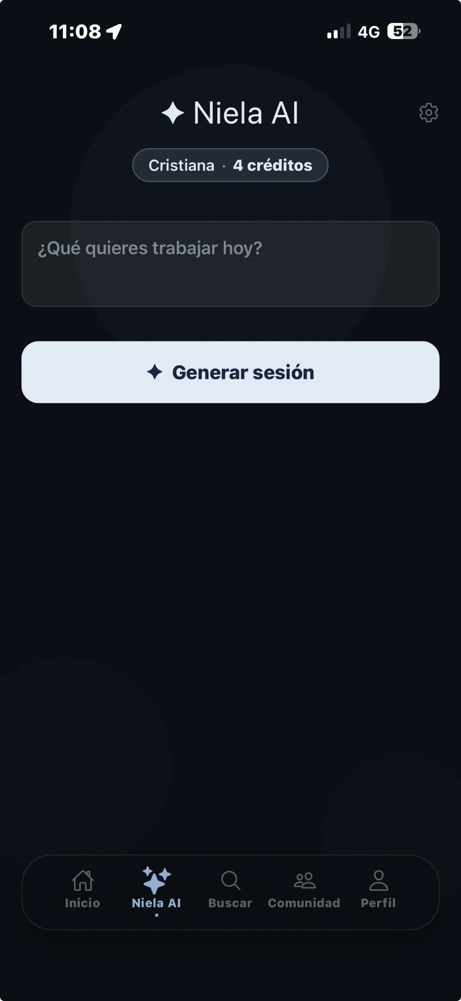 Pantalla de la app Niela